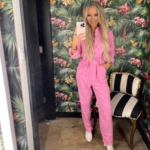 Pink Corduroy Jumpsuit by FRNCH